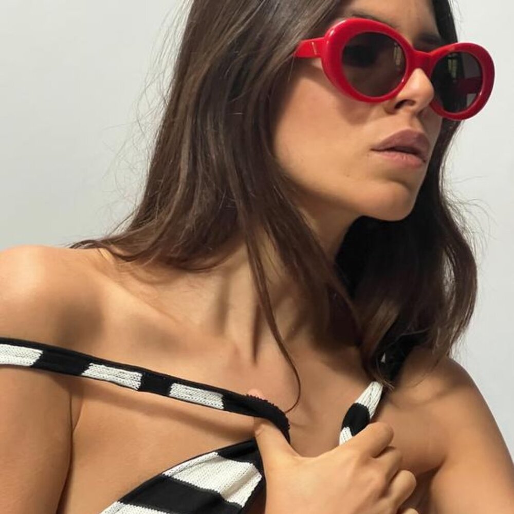 ZARA ACETATE OVAL RED SUNGLASSES